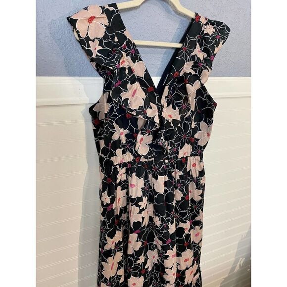 Who What Wear Black Floral Midi Dress - Picture 6 of 11
